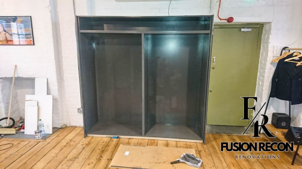 Functional office cabinet design with bespoke grey MDF finish – Chelsea SW3