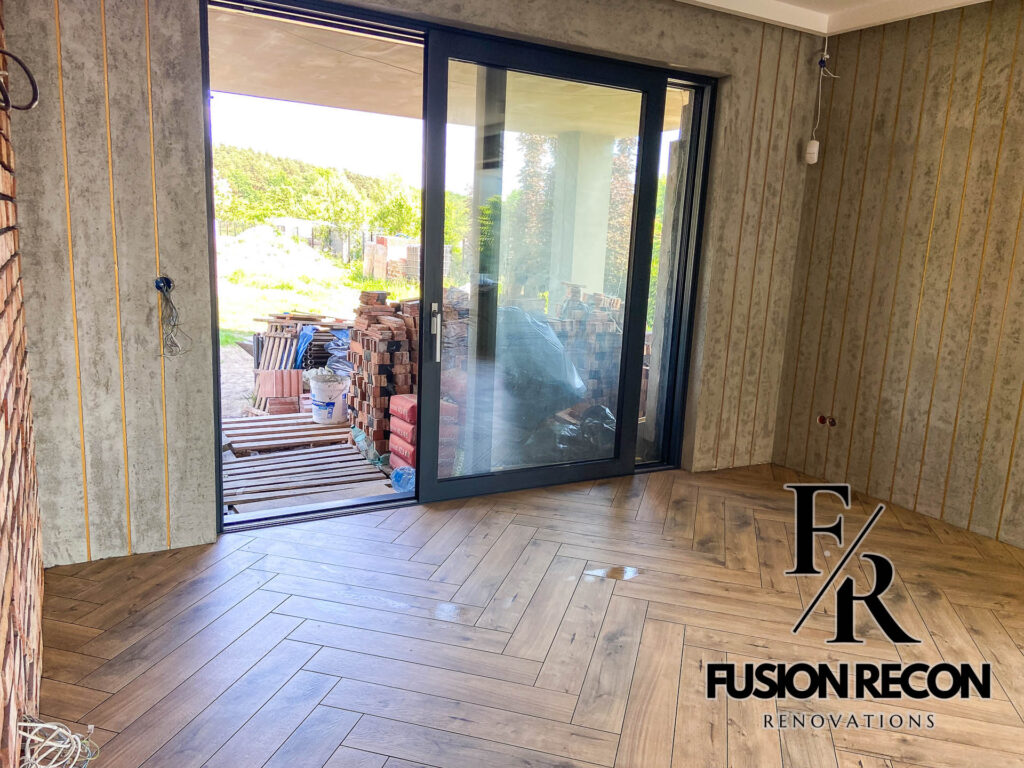 Herringbone flooring with large-format tiles – Wimbledon SW19