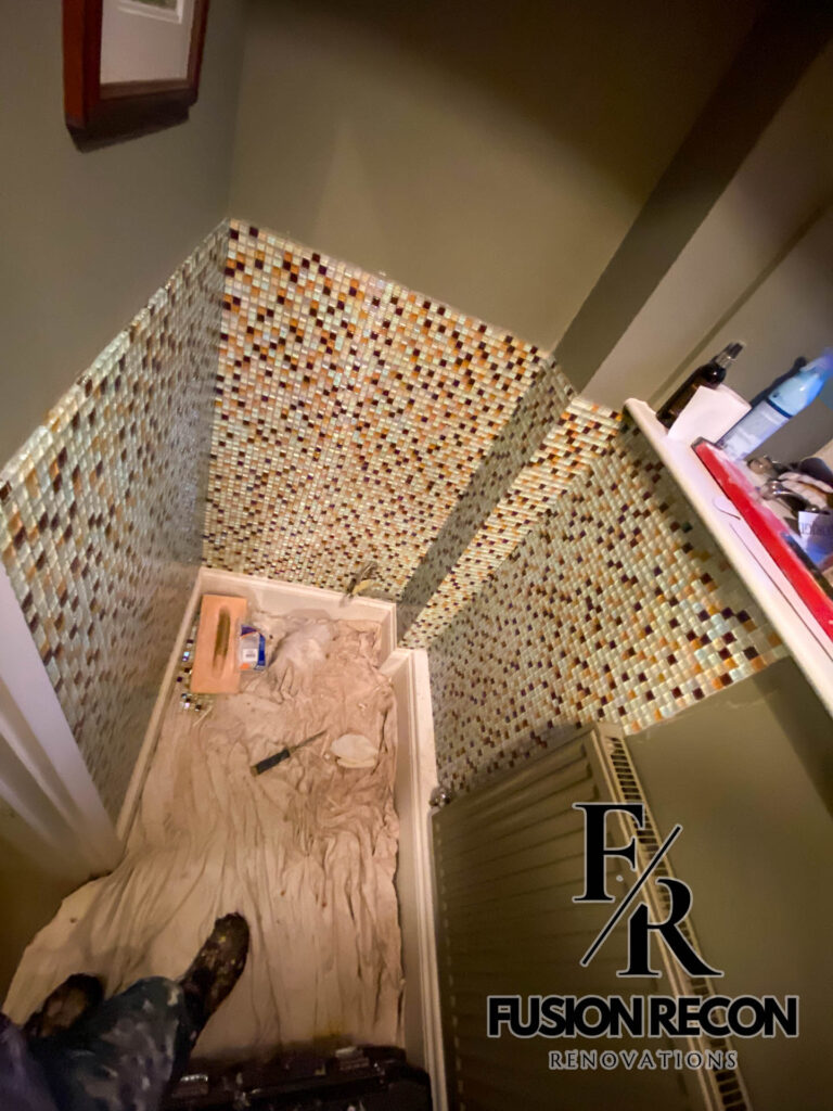 Intricate mosaic tiles in a luxury bathroom renovation – Richmond TW10
