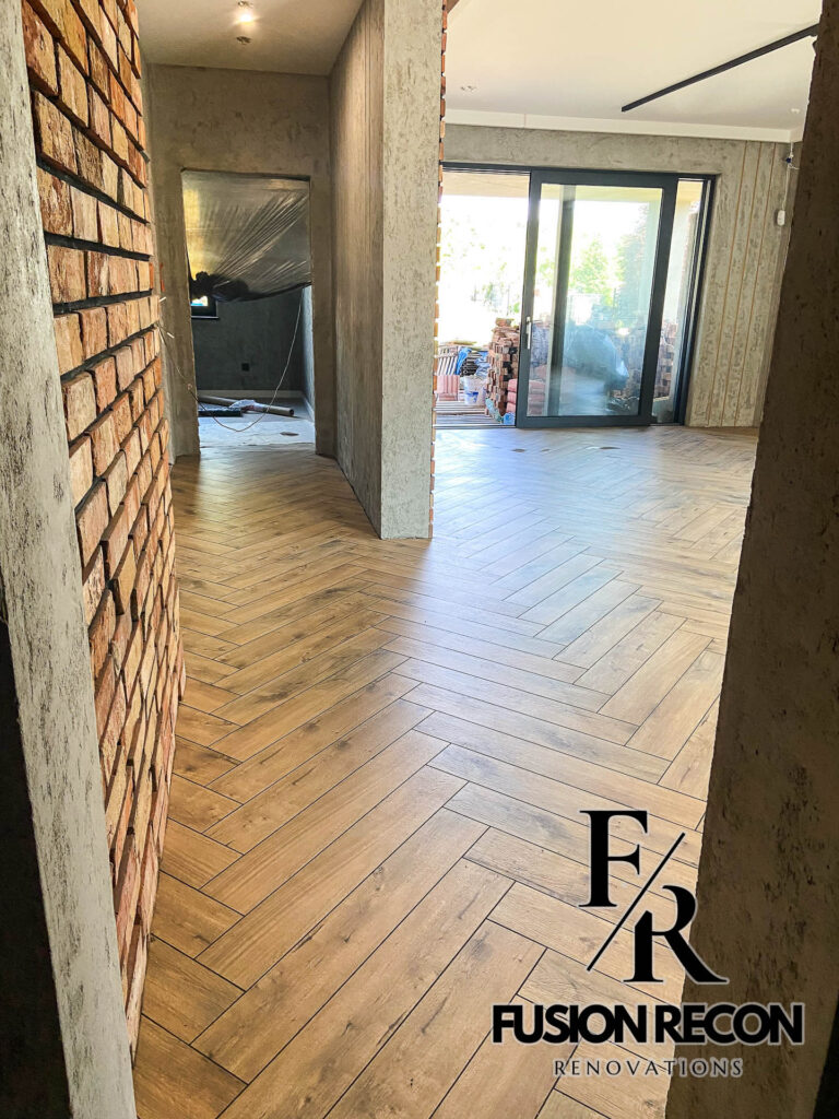 Seamless herringbone pattern created with large-format tiles – Wimbledon SW19