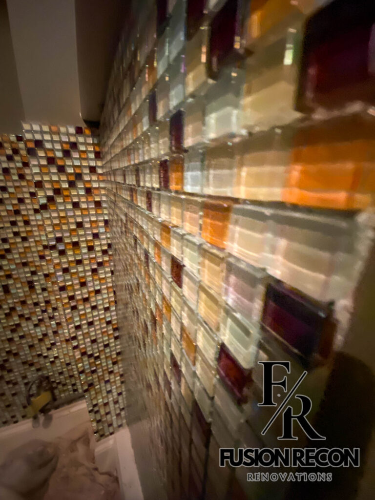 Small bathroom with decorative mosaic tiles and modern fixtures – Richmond TW10