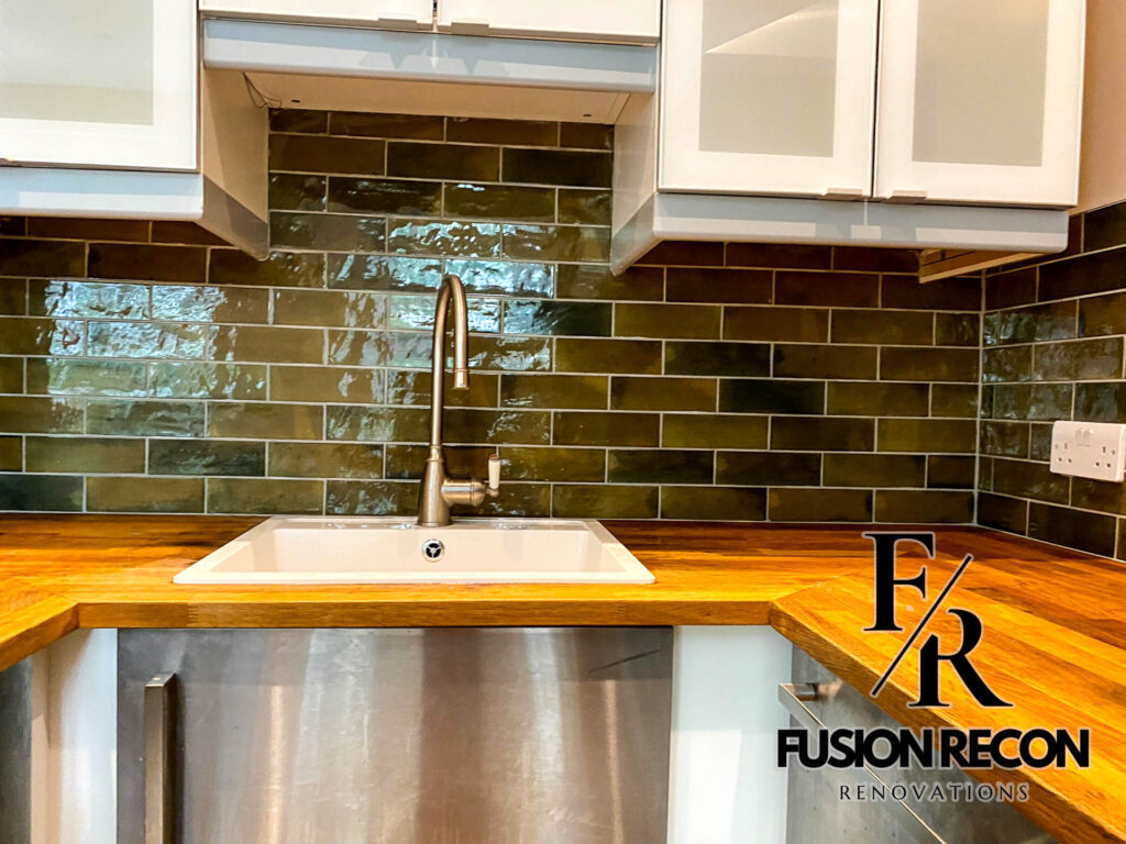 Vintage splashback tiles in a Wimbledon SW19 kitchen